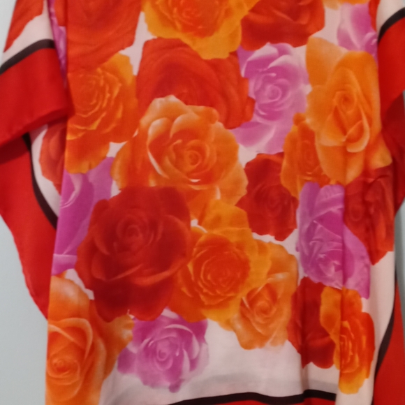 New York & Company Sheer PullOver Blouse Size Small Red Orange Purple - Picture 9 of 13